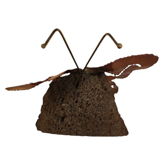 Metal Butterfly Sculpture Lava Rock Home Decor Art Vintage Mid Century Figurine - Picture 11 of 16